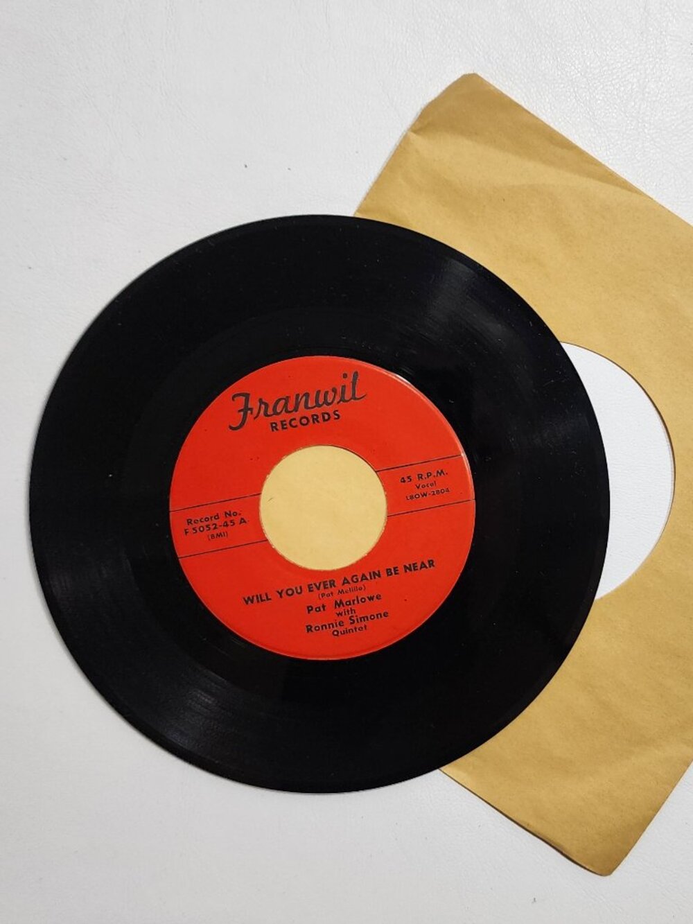 Pat Marlowe – Will You Ever Again Be Here & You-oo 1959 45RPM Vinyl RARE DISC
